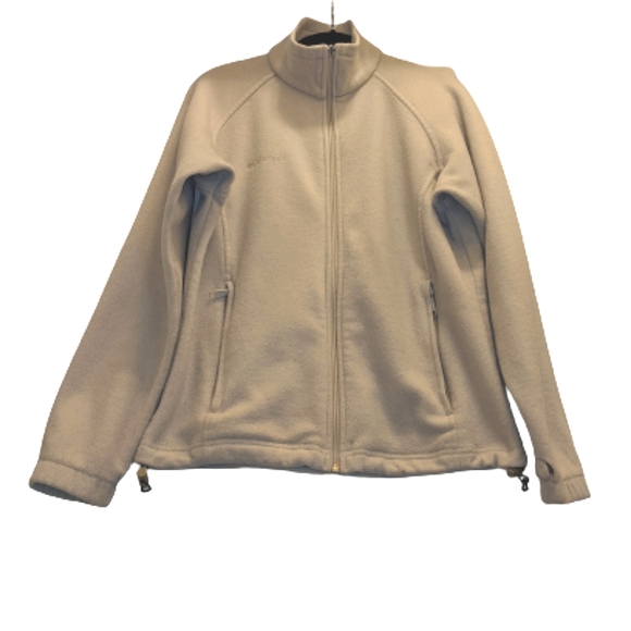 Free Gift! 🌹 COLUMBIA Jacket Womens Full Zip Off White Fleece Jacket Size Small - Picture 1 of 10